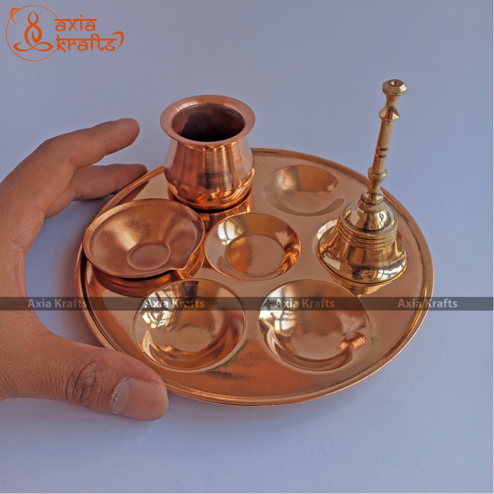 Small Brass Copper Puja Set|Puja Thali Set