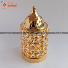 Royal Antique Brass Diamond Oil Lamp|Puja Set