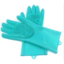 Magic Silicone Gloves, Reusable Dishwashing Gloves With Wash Scrubber, Heat Resistant Cleaning Gloves