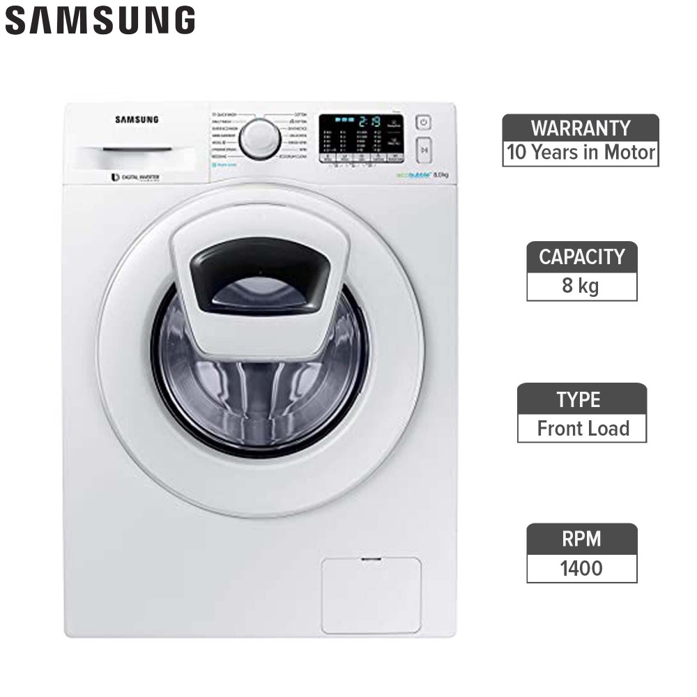 SAMSUNG (WW81K54EOWW) - 8kg Fully Automatic Front Load DIT Washing Machine with Eco Bubble  SAMSUNG (WW81K54EOWW) - 8kg Fully Automatic Front Load DIT Washing Machine with Eco Bubble