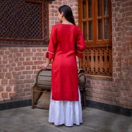 Rayon Motiwork Kurti with Gharara Set| Women's Wear